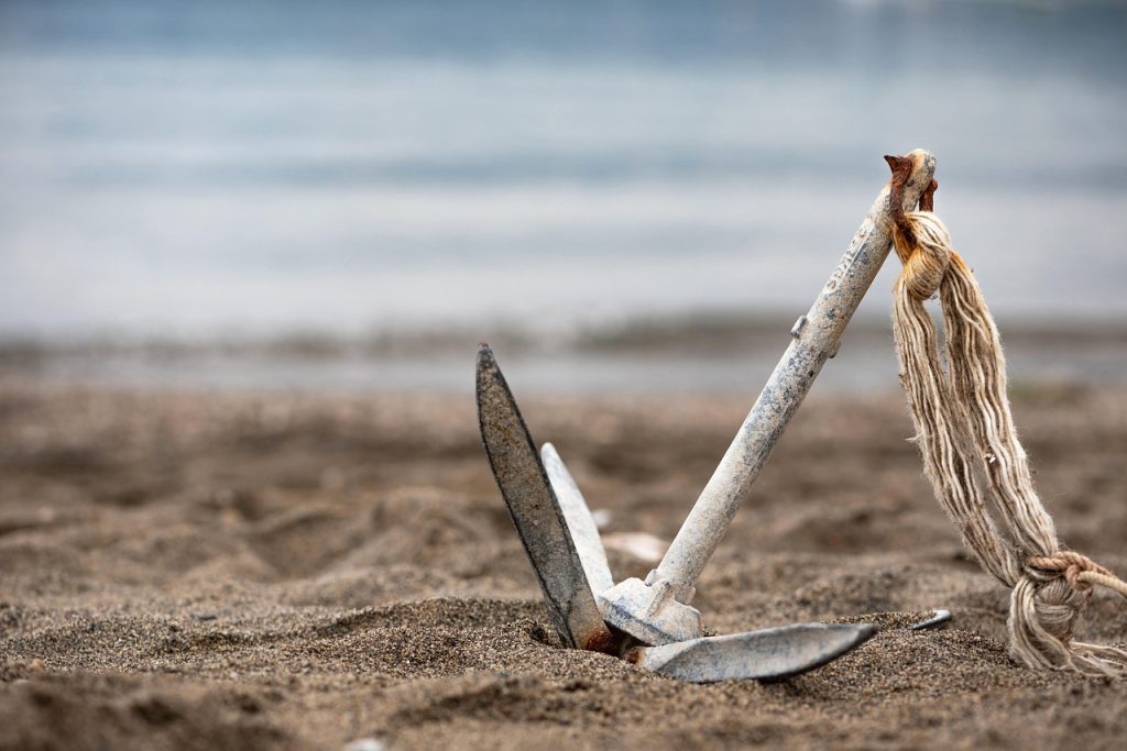 anchor, sea, nature, sand, beach, old, rusty